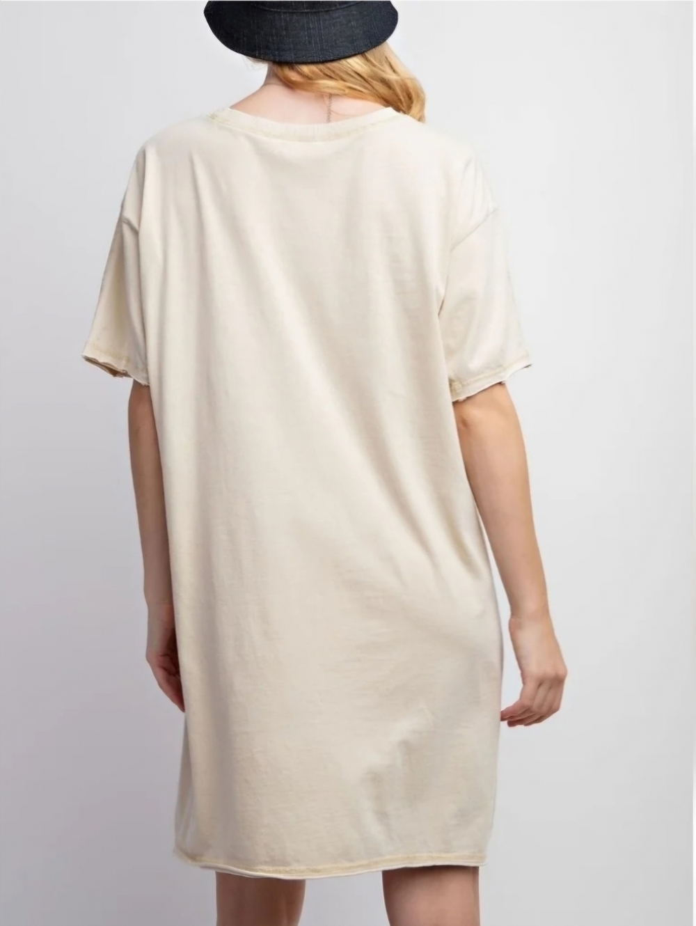 easel Cream Ribbed-Neck Tee - Picture 2 of 12